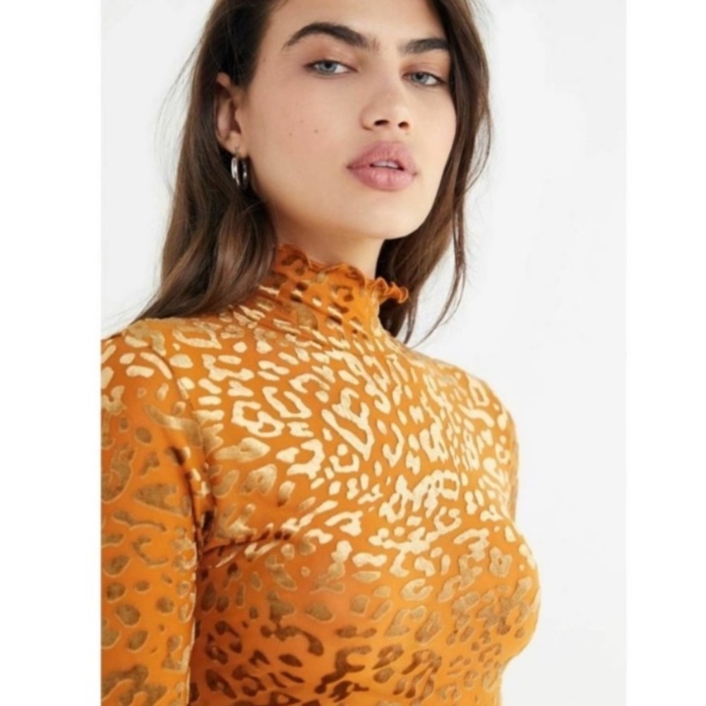 Out From Under Leopard Print Velvet Mock Neck